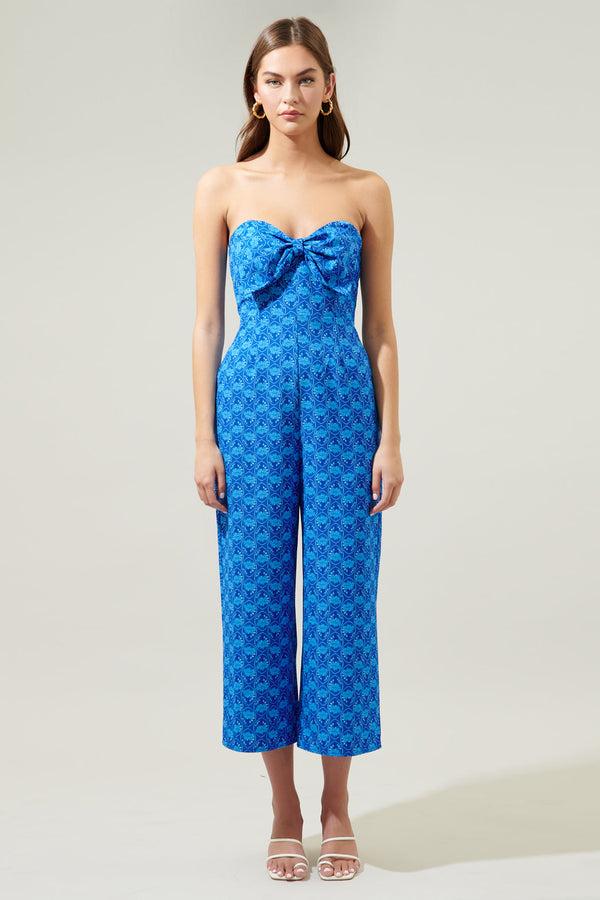 Sugarlips Driftwood Floral Caruso Bow Tie Cropped Jumpsuit