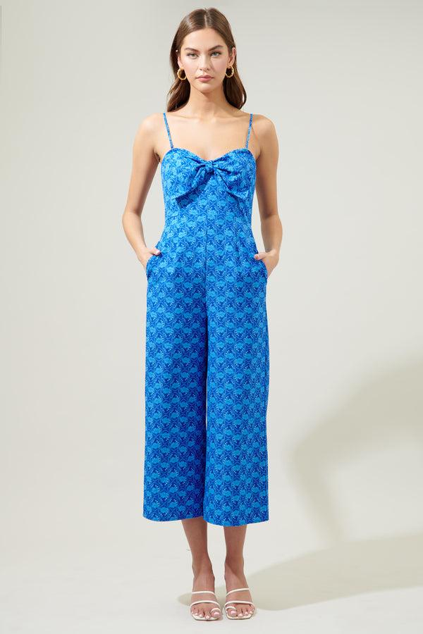 sugarlips Driftwood Floral Caruso Bow Tie Cropped Jumpsuit