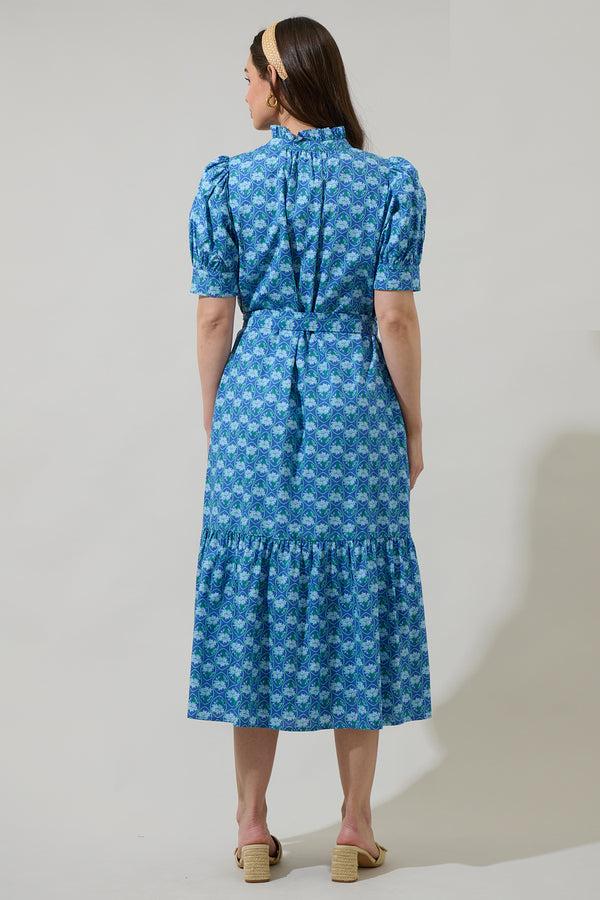 Sugarlips Driftwood Floral Giles Button Up Midi Dress