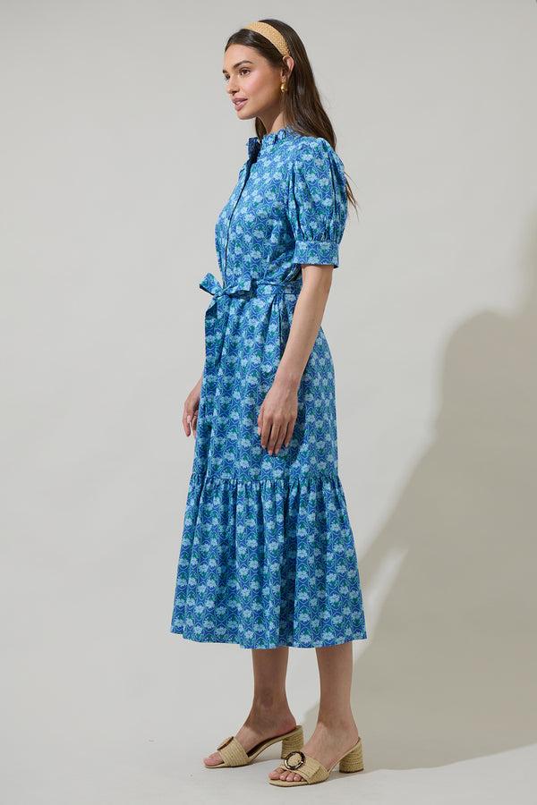 Sugarlips Driftwood Floral Giles Button Up Midi Dress