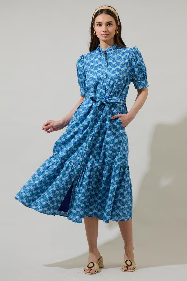 sugarlips Driftwood Floral Giles Button Up Midi Dress