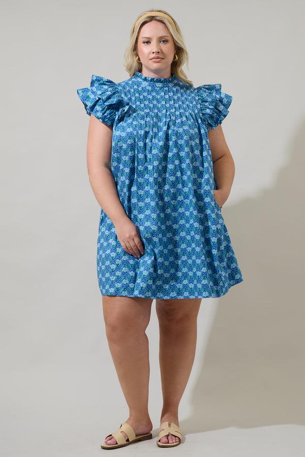 Sugarlips Driftwood Floral Lovel Shift Mini Dress Curve