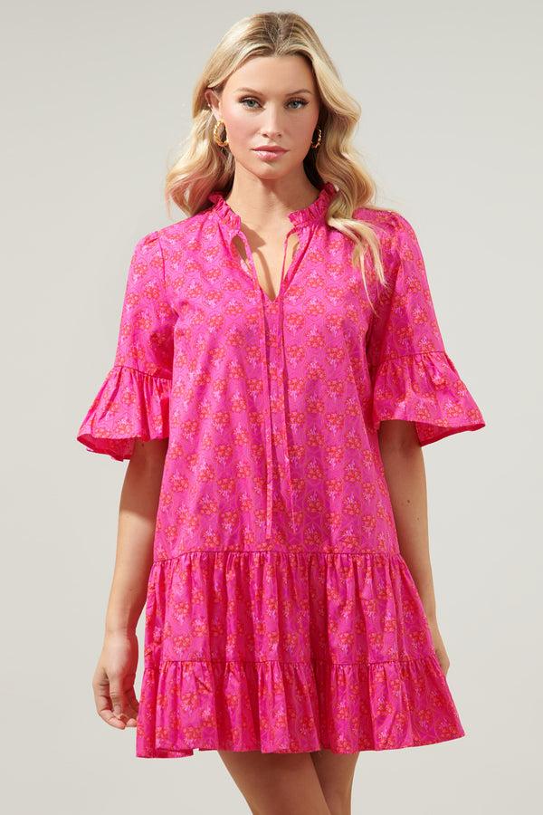 sugarlips Driftwood Pitaya Auggie Bell Sleeve Shift Dress