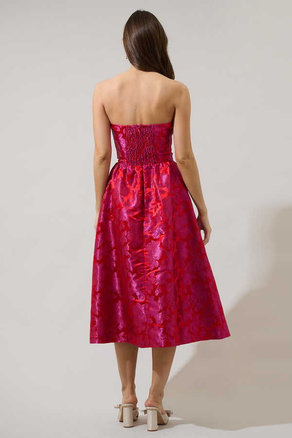 Sugarlips Duson Jacquard Bustier Strapless Midi Dress