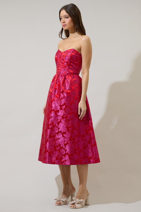 Sugarlips Duson Jacquard Bustier Strapless Midi Dress