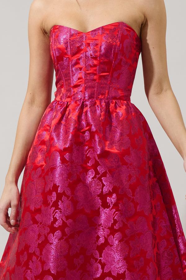 Sugarlips Duson Jacquard Bustier Strapless Midi Dress