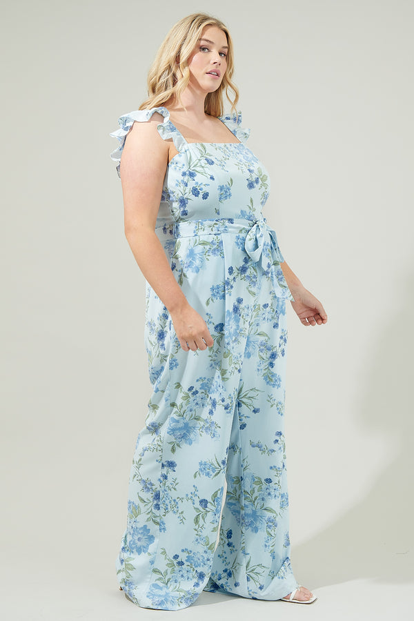 Sugarlips Dusty Floss Floral Sleeveless Jumpsuit Curve