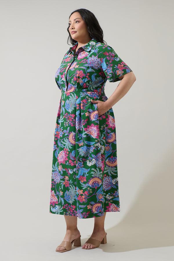 Sugarlips Elara Floral Marisy Collared Maxi Dress Curve