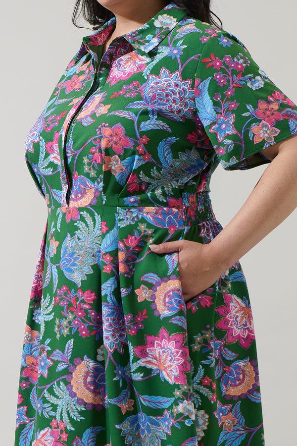 Sugarlips Elara Floral Marisy Collared Maxi Dress Curve