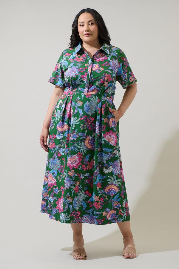 sugarlips Elara Floral Marisy Collared Maxi Dress Curve
