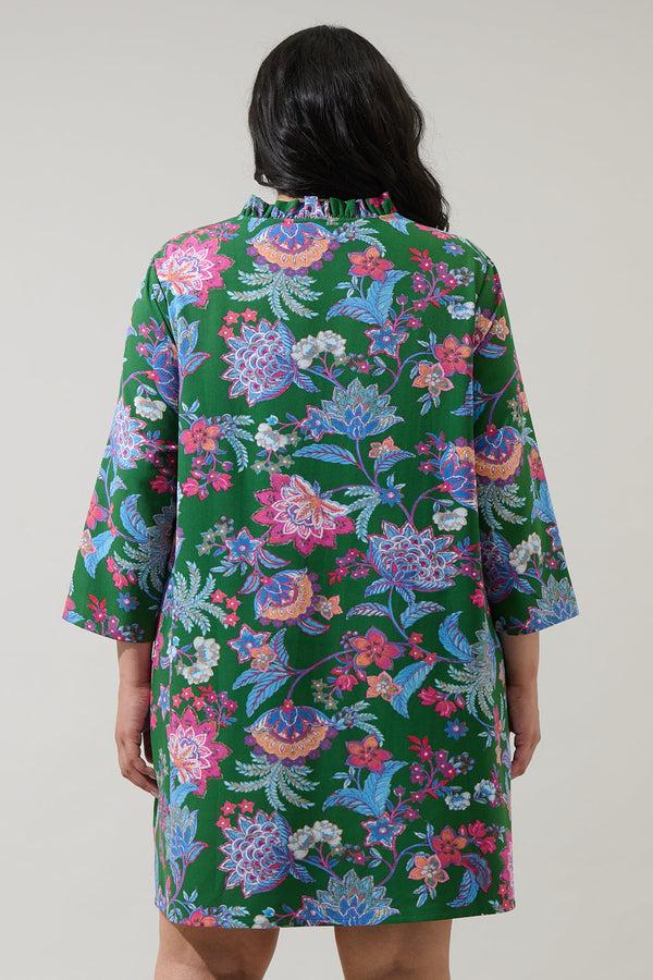 Sugarlips Elara Floral Ruelle Ruffle Mini Dress Curve