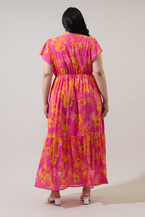 Sugarlips Elaris Floral Blissa Button Midi Dress Curve