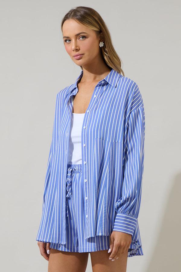Sugarlips Elise Striped Boyfriend Button Down Shirt
