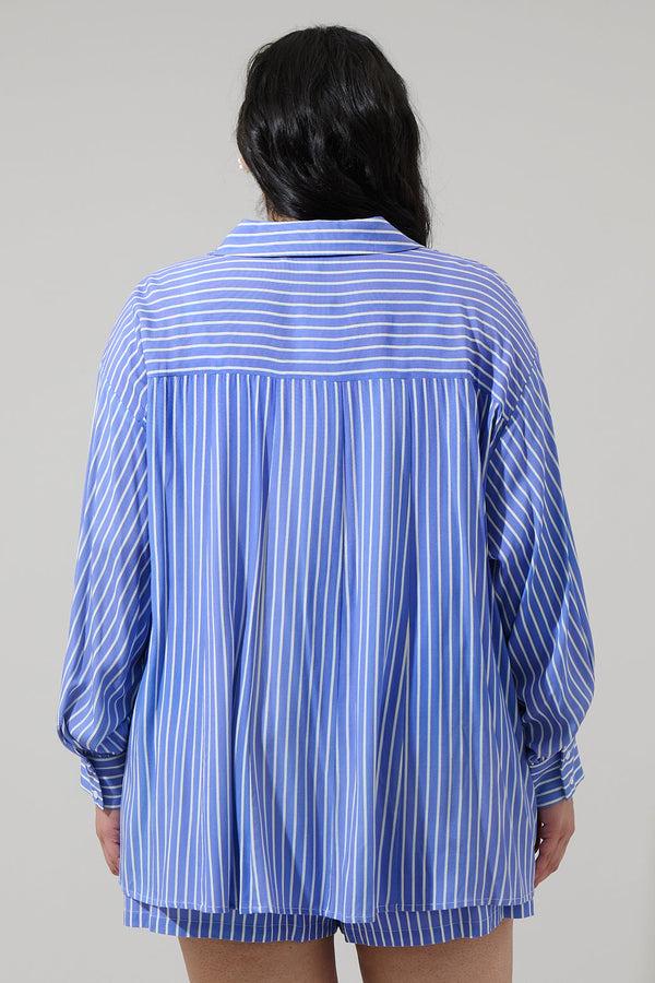 Sugarlips Elise Striped Boyfriend Button Down Shirt Curve