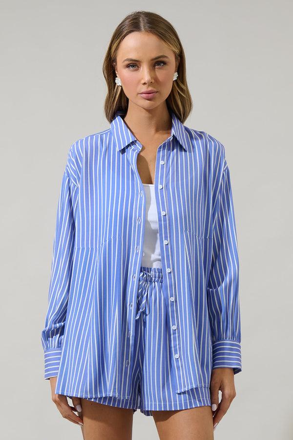 sugarlips Elise Striped Boyfriend Button Down Shirt