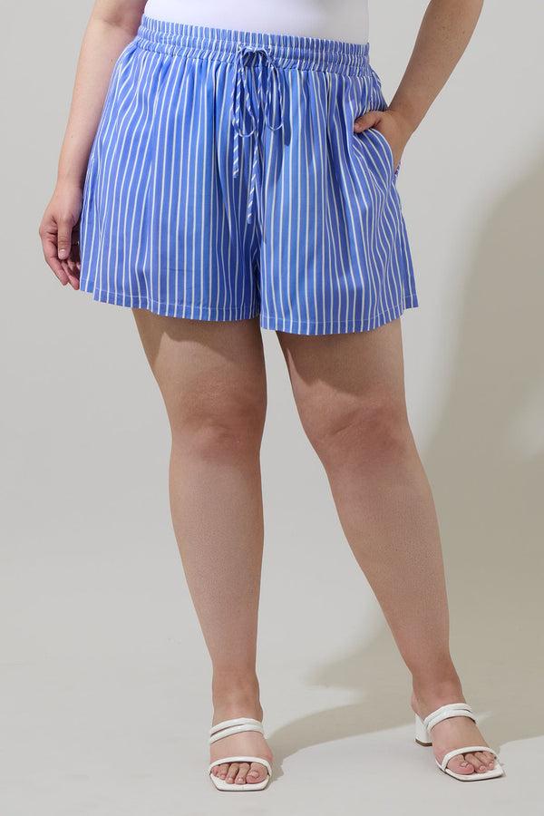 sugarlips Elise Striped Taliya Drawstring Shorts Curve