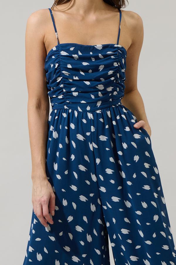 Sugarlips Elodie Dot Amoretta Ruched Wide Leg Jumpsuit