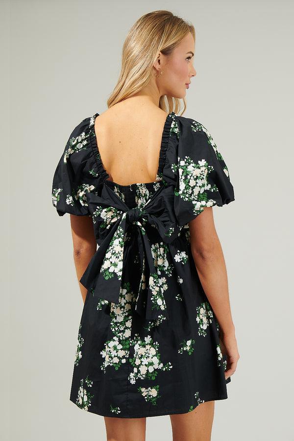 Sugarlips Emery Floral Marion Puff Sleeve Babydoll Mini Dress