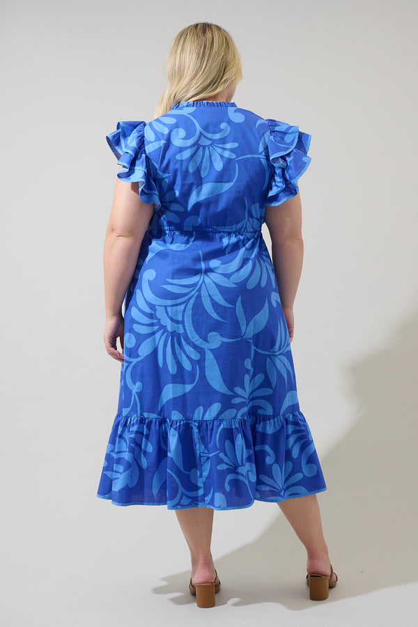 Sugarlips Emidora Floral Kiny Ruffle Midi Dress Curve