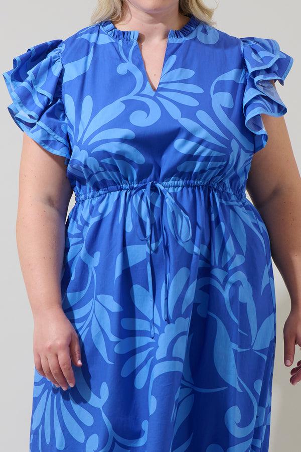 Sugarlips Emidora Floral Kiny Ruffle Midi Dress Curve