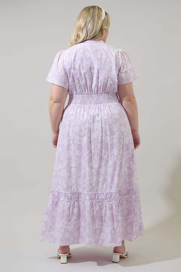 Sugarlips Emme Floral Demie Smocked Maxi Dress Curve