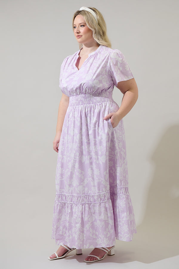 Sugarlips Emme Floral Demie Smocked Maxi Dress Curve