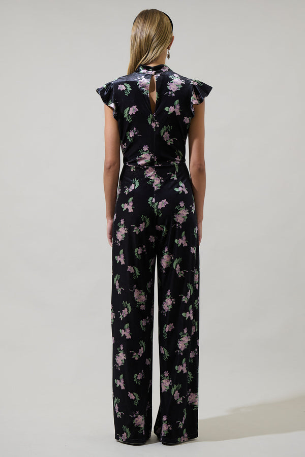Sugarlips Erica Floral Arabella Mock Neck Wide Leg Jumpsuit