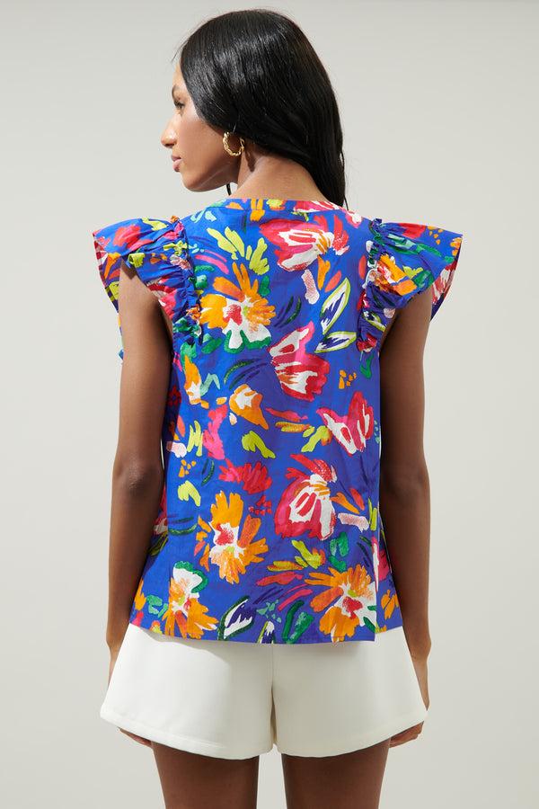Sugarlips Esby Floral Strokes Vance Button Front Blouse