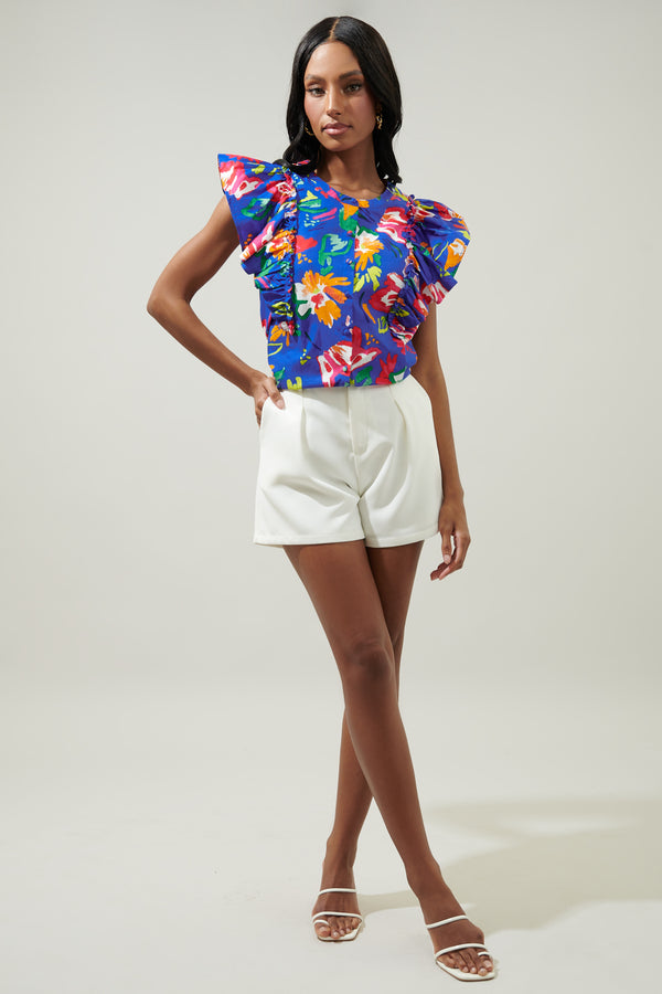 Sugarlips Esby Floral Strokes Vance Button Front Blouse