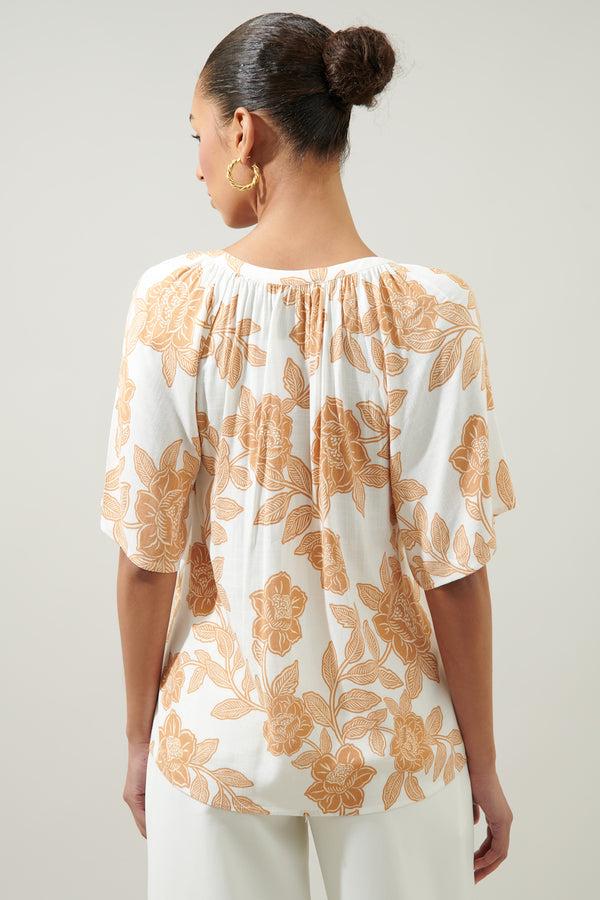 Sugarlips Essenna Floral Roxette Raglan Tie Neck Blouse