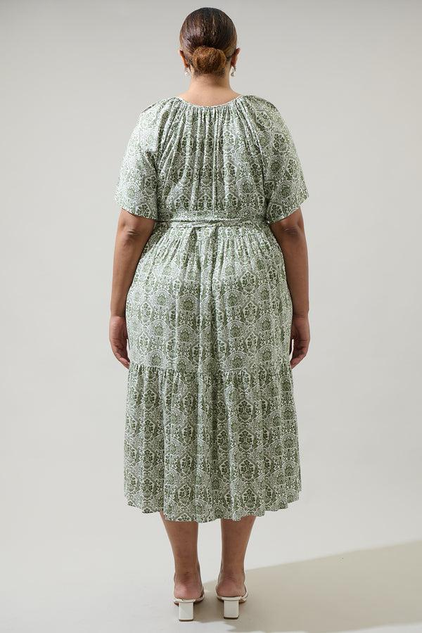 Sugarlips Estrada Floral Haven Tiered Midi Dress Curve