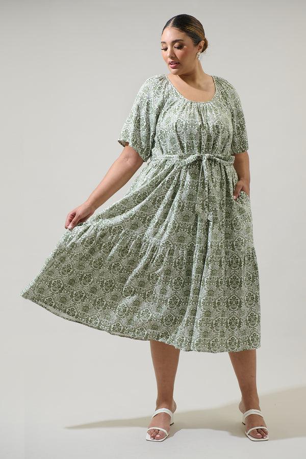 Sugarlips Estrada Floral Haven Tiered Midi Dress Curve