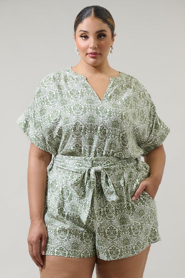 sugarlips Estrada Floral Miah Split Neck Blouse Curve