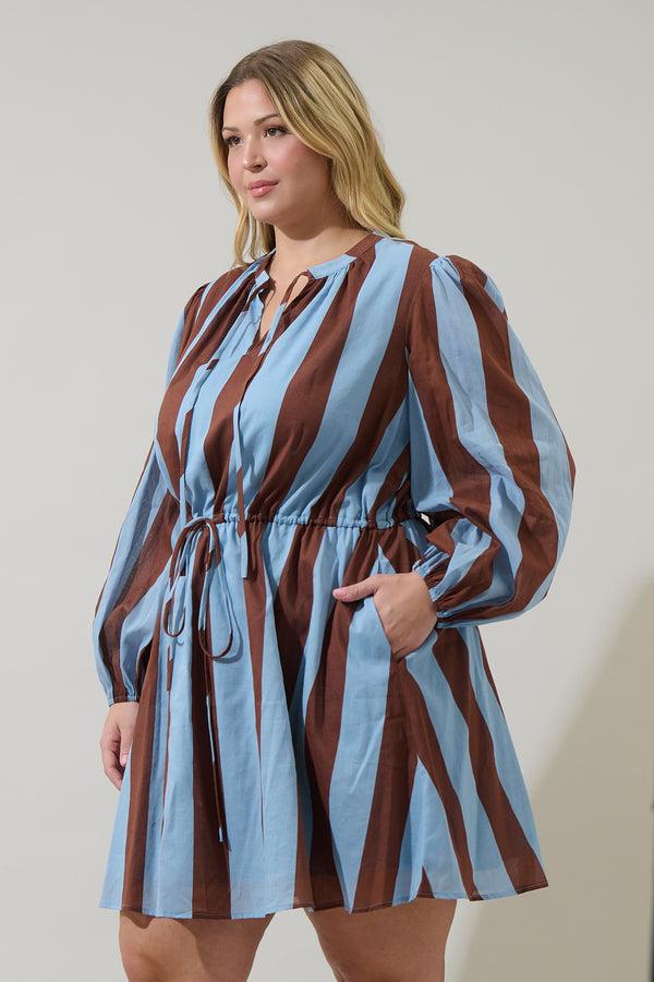 Sugarlips Evabelle Stripe Viany Shift Mini Dress Curve