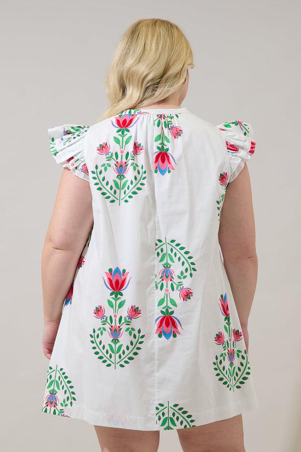 Sugarlips Evalyn Ruffle Mini Dress Saury Floral Curve