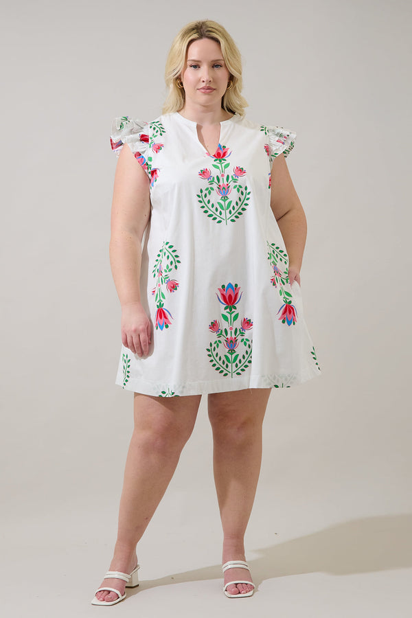 Sugarlips Evalyn Ruffle Mini Dress Saury Floral Curve