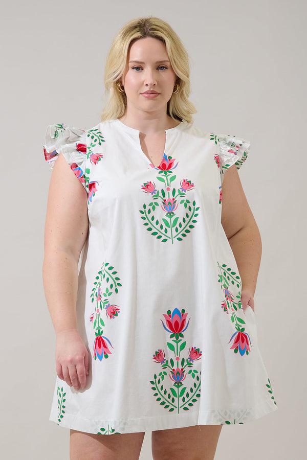 sugarlips Evalyn Ruffle Mini Dress Saury Floral Curve