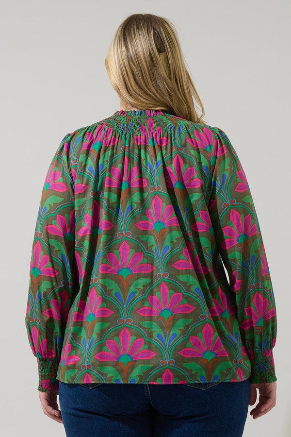 Sugarlips Evanna Floral Noehmi Long Sleeve Top Curve