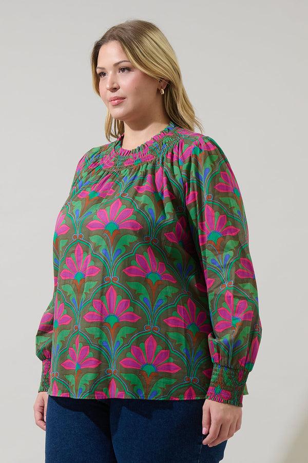 Sugarlips Evanna Floral Noehmi Long Sleeve Top Curve