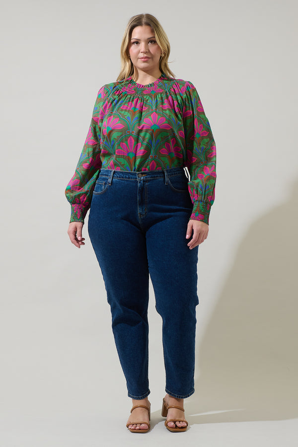 Sugarlips Evanna Floral Noehmi Long Sleeve Top Curve
