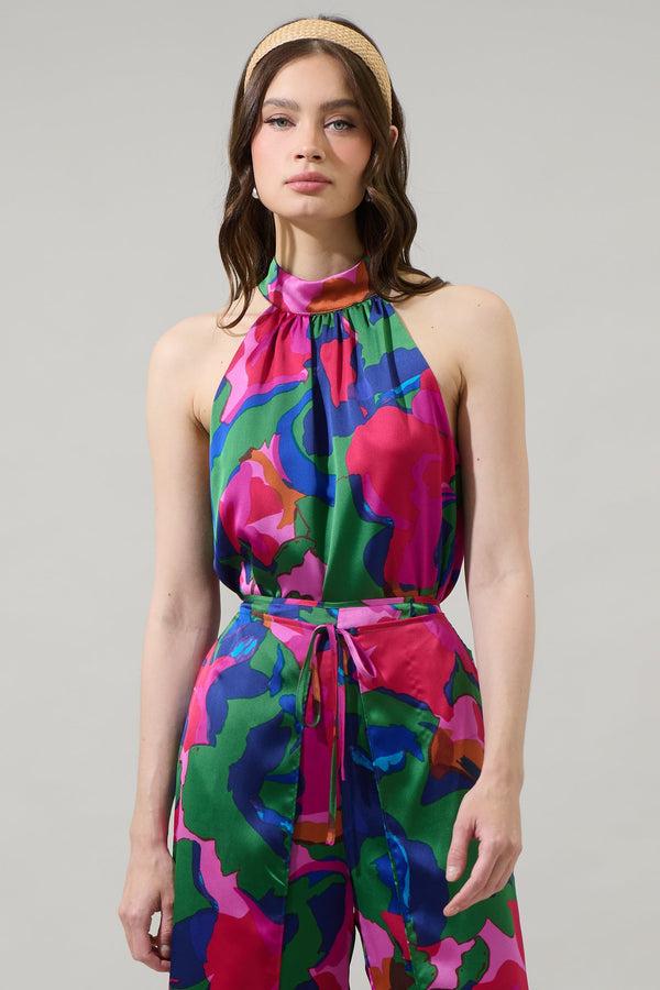 sugarlips Evolet Floral Nature Halter Neck Sleeveless Top