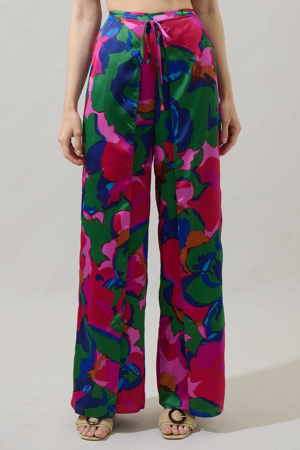 sugarlips Evolet Floral Nature High Waist Wrap Pants