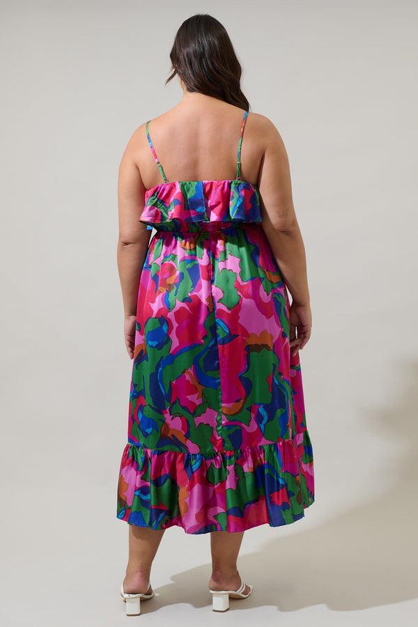 Sugarlips Evolet Floral Paige Ruffled Midi Dress Curve