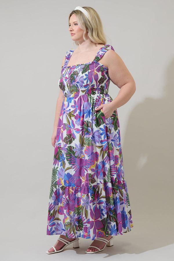 Sugarlips Evren Tropics Tayla Smocked Maxi Dress Curve