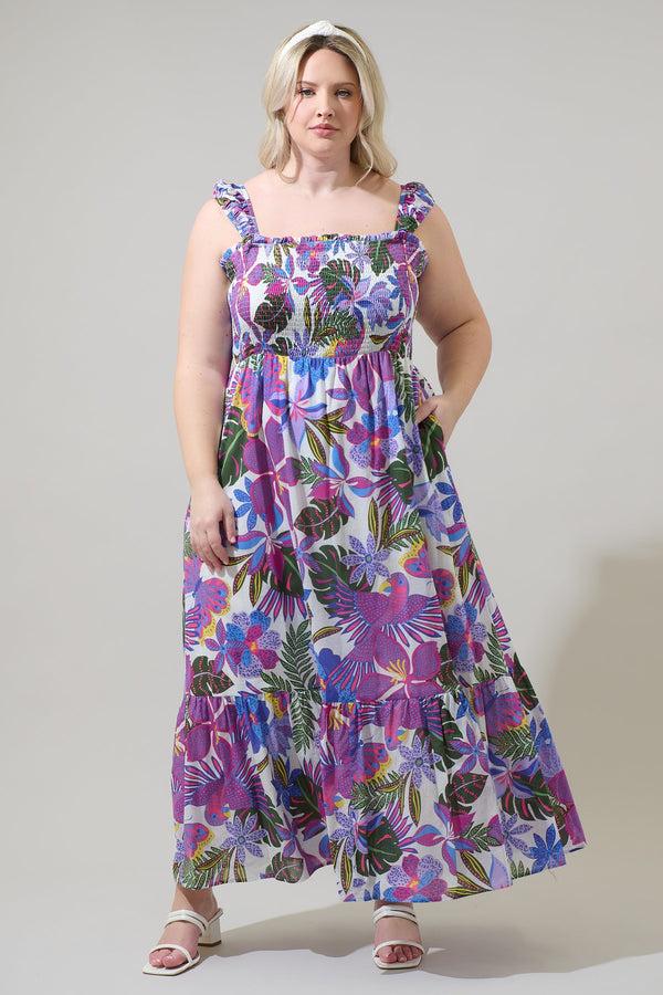 sugarlips Evren Tropics Tayla Smocked Maxi Dress Curve