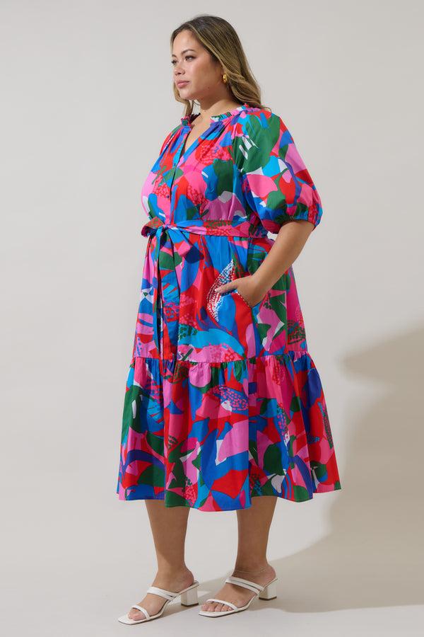 Sugarlips Exene Floral Wynette Tiered Midi Dress Curve