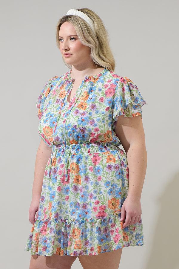 Sugarlips Ezia Garden Bumble Ruffle Mini Dress Curve