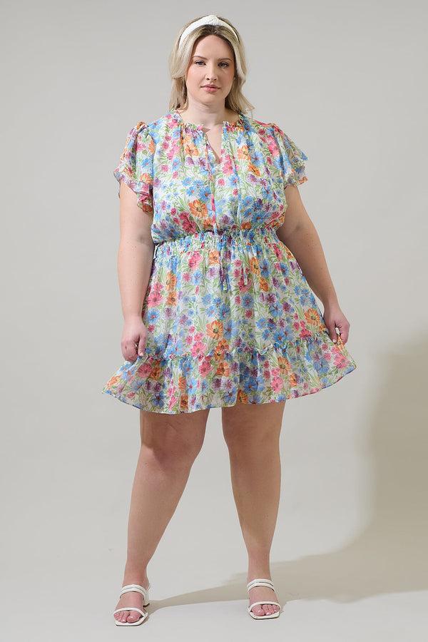 Sugarlips Ezia Garden Bumble Ruffle Mini Dress Curve