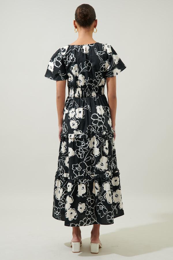 Sugarlips Fabienne Floral Palmer Poplin Tiered Maxi Dress