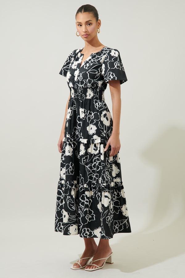 Sugarlips Fabienne Floral Palmer Poplin Tiered Maxi Dress